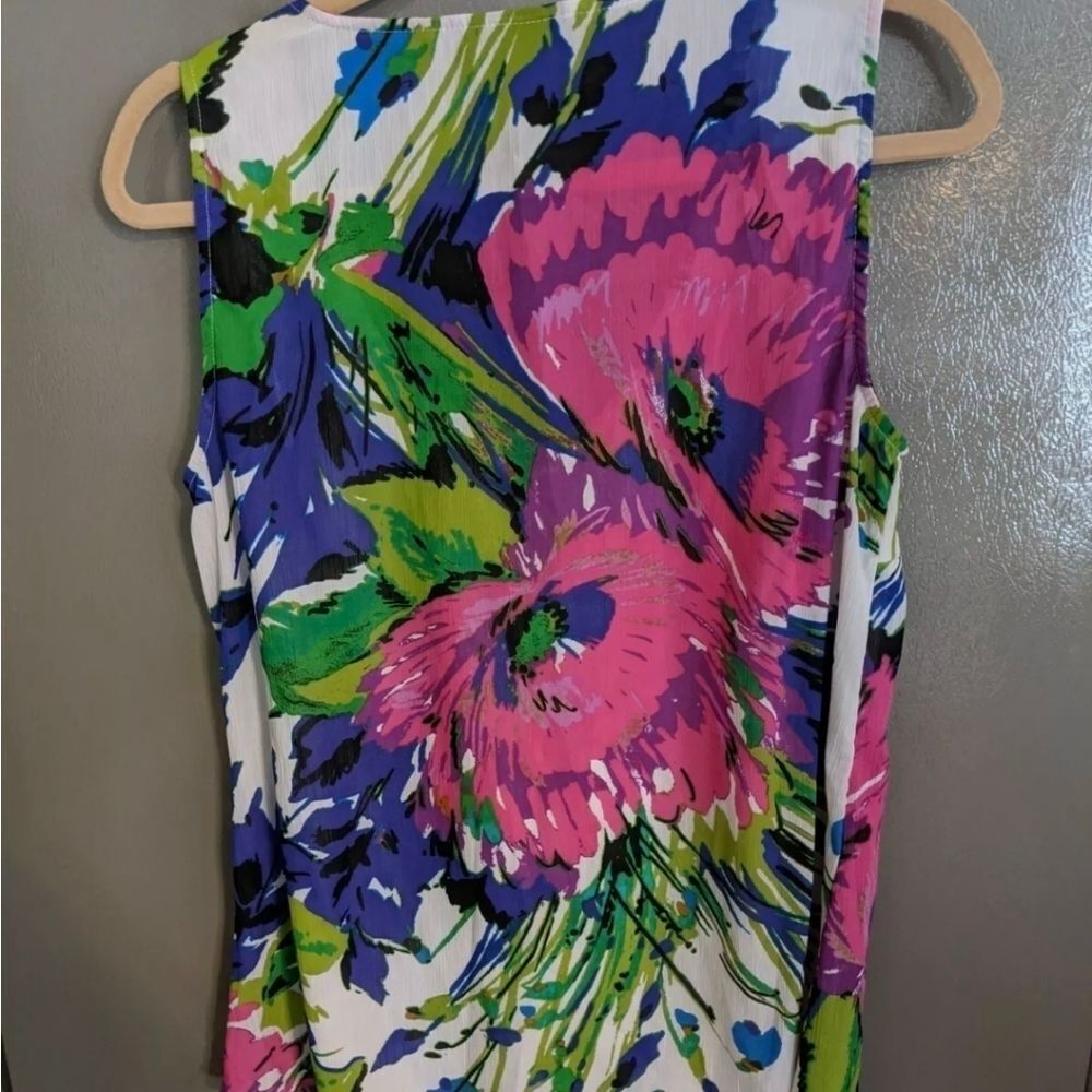 LANE Bryant 14 Lined Sleeveless Tank Floral fall spring shell Easter vacation - Picture 5 of 5